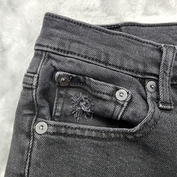 Aeropostale Jeans Womens 6R Faded Black Distressed Ripped Mom High Rise Stretch - Picture 4 of 16